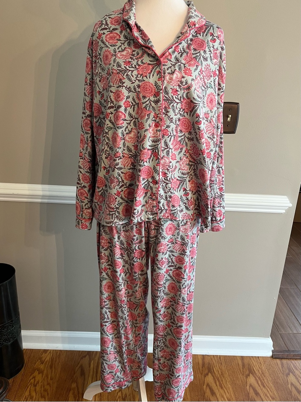 Flora Nikrooz Pink & Teal Floral Button-Front Pajama Set women’s M